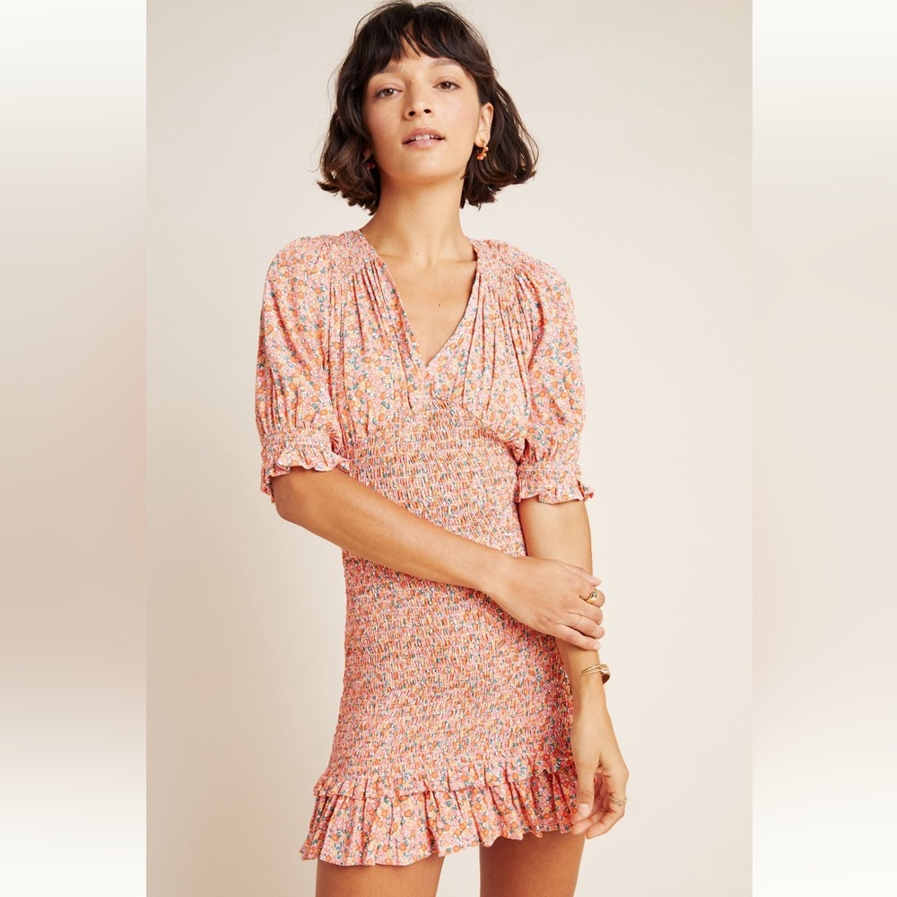 Faithfull the Brand Margherita Smocked Mini Dress